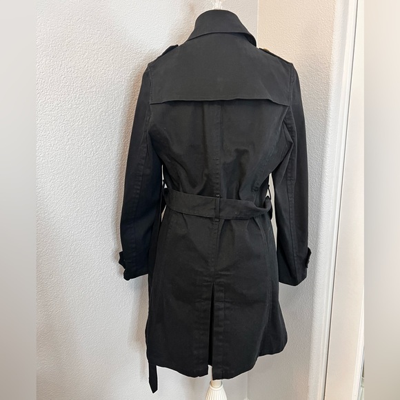 Ava & Aiden Black Cotton Trench Coat Size Large - Picture 4 of 10